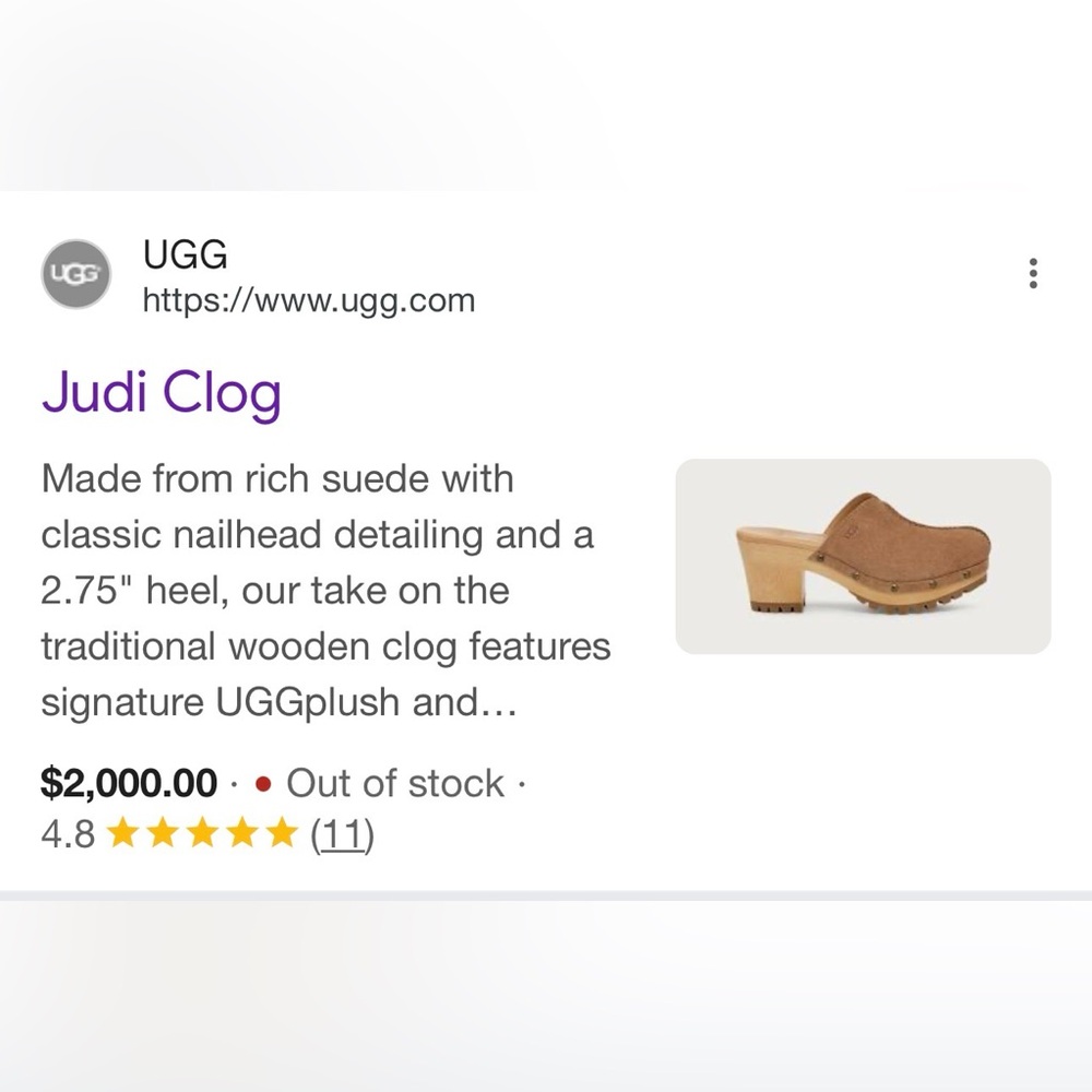 UGG Suede Slip-On Judi Clog- Chestnut